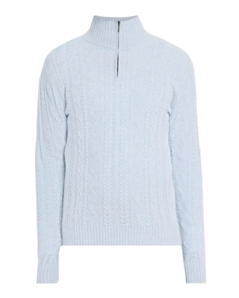 Men's Cashmere Cable Knit Quarter-Zip Sweater