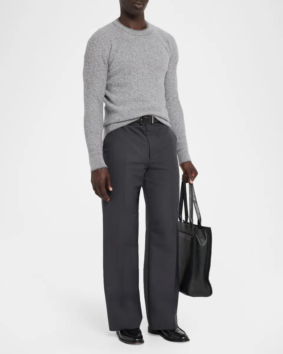 Neiman Marcus Cashmere Collection Men's Cashmere Pique Stitch Crewneck Sweater | Thumbnail 2 Neiman Marcus Cashmere Collection Men's Cashmere Pique Stitch Crewneck Sweater | Thumbnail 2