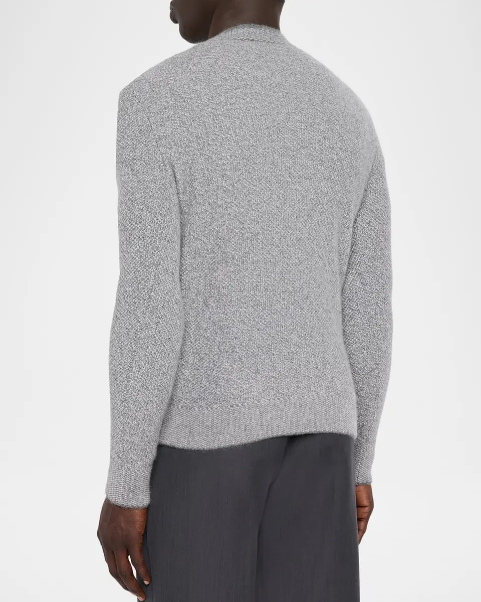 Neiman Marcus Cashmere Collection Men's Cashmere Pique Stitch Crewneck Sweater | Thumbnail 3 Neiman Marcus Cashmere Collection Men's Cashmere Pique Stitch Crewneck Sweater | Thumbnail 3