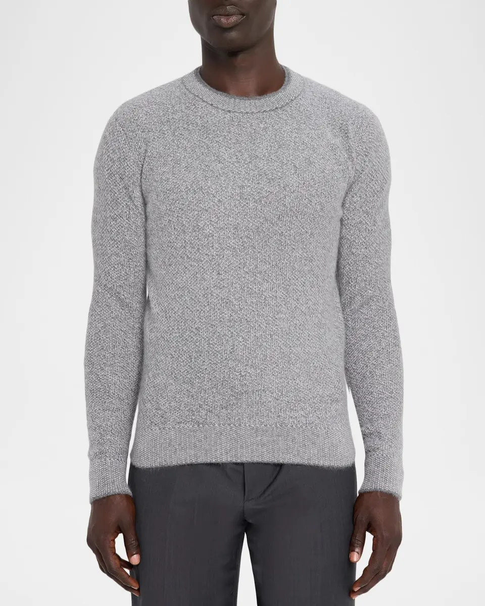 Neiman Marcus Cashmere Collection Men's Cashmere Pique Stitch Crewneck Sweater | Thumbnail 4 Neiman Marcus Cashmere Collection Men's Cashmere Pique Stitch Crewneck Sweater | Thumbnail 4