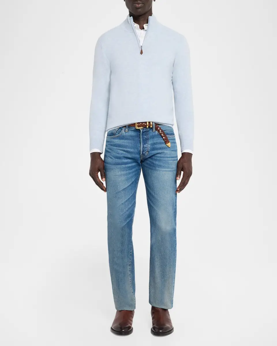Neiman Marcus Cashmere Collection Men's Cashmere Quarter-Zip Sweater | Thumbnail 2