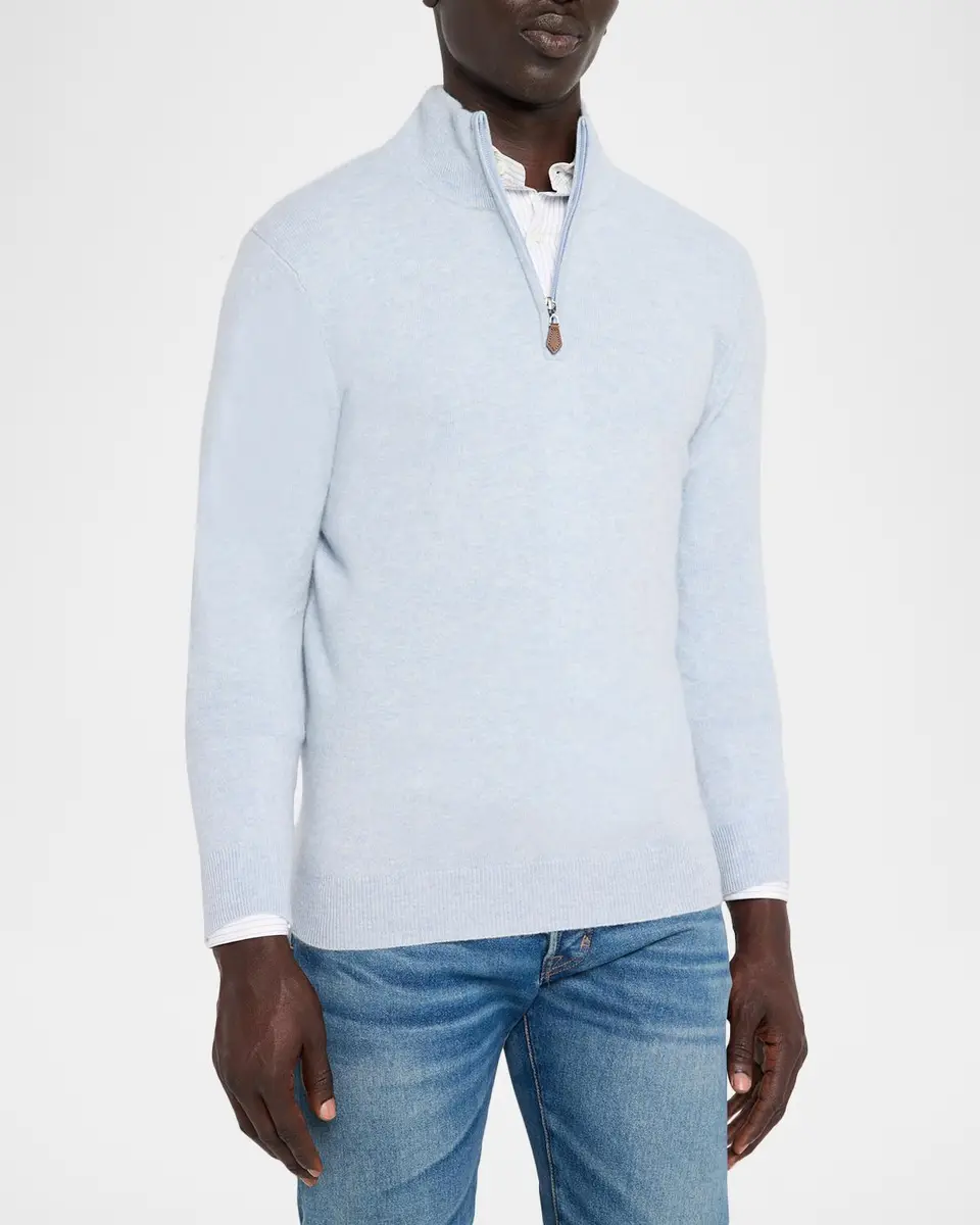 Neiman Marcus Cashmere Collection Men's Cashmere Quarter-Zip Sweater | Thumbnail 4
