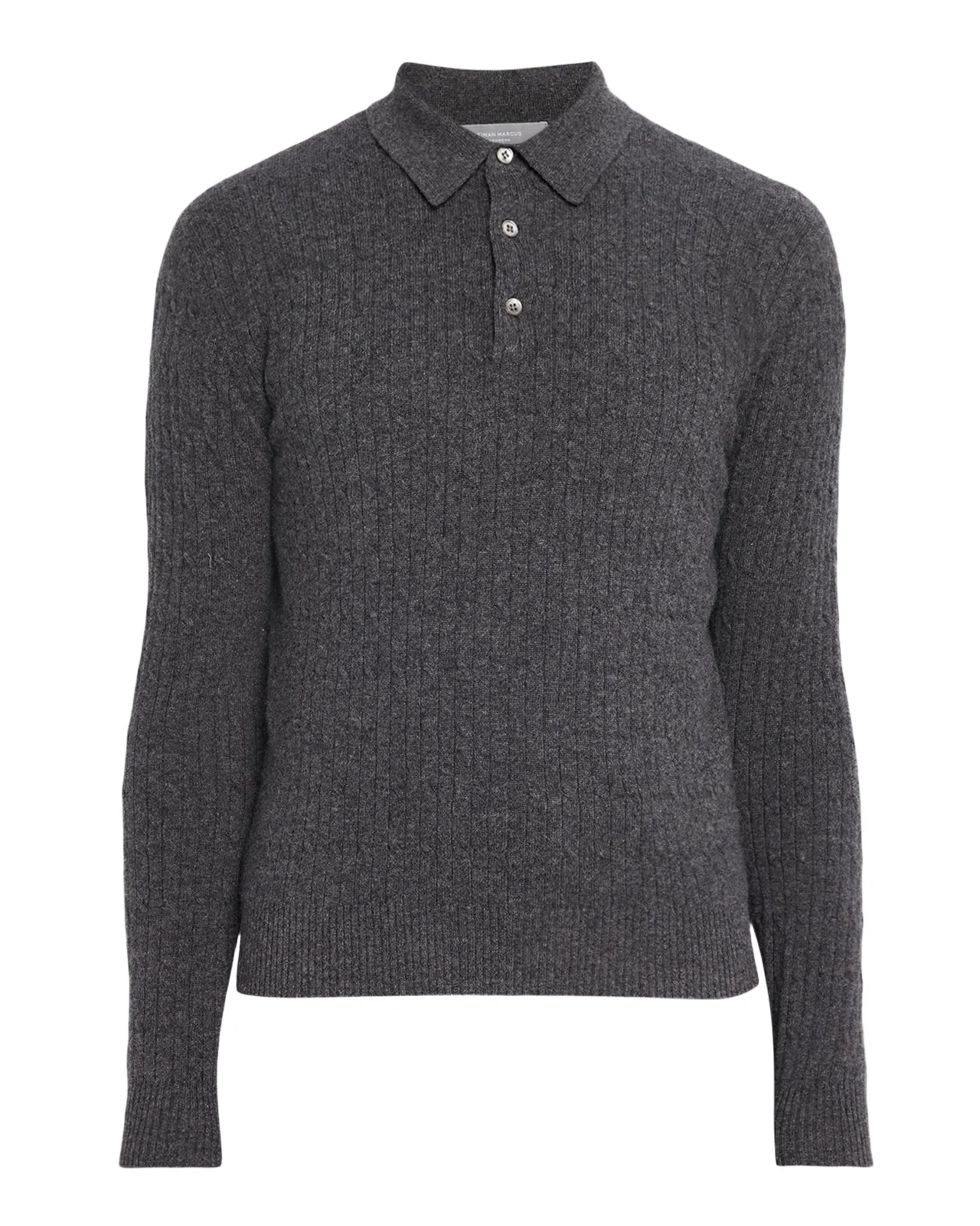 Neiman Marcus Cashmere Collection Men's Cashmere Slim Rib-Knit Polo Sweater