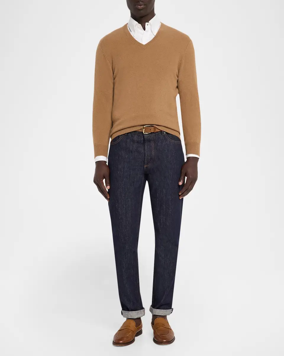 Neiman Marcus Cashmere Collection Men's Cashmere V-Neck Sweater | Thumbnail 2 Neiman Marcus Cashmere Collection Men's Cashmere V-Neck Sweater | Thumbnail 2