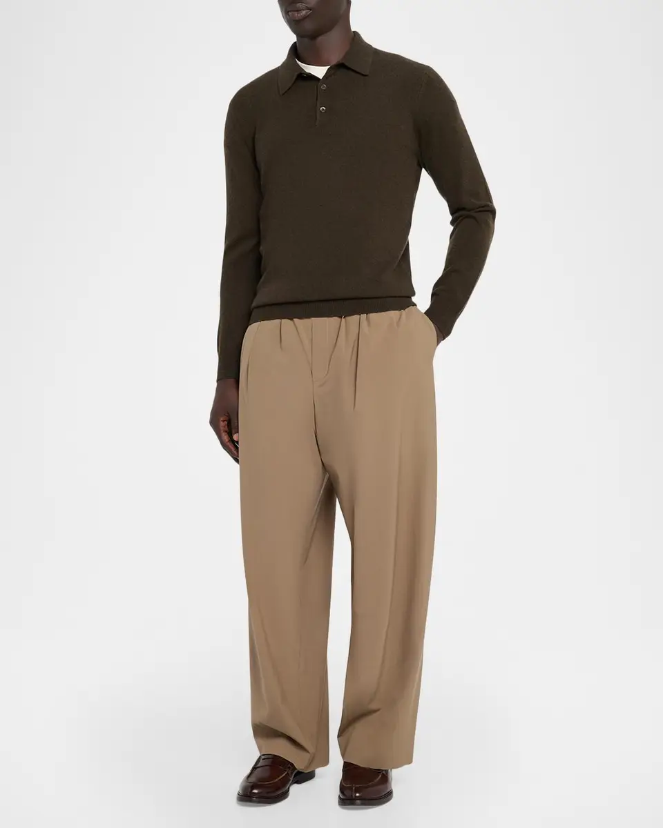 Neiman Marcus Cashmere Collection Men's Cashmere Melange Polo Sweater | Thumbnail 2 Neiman Marcus Cashmere Collection Men's Cashmere Melange Polo Sweater | Thumbnail 2