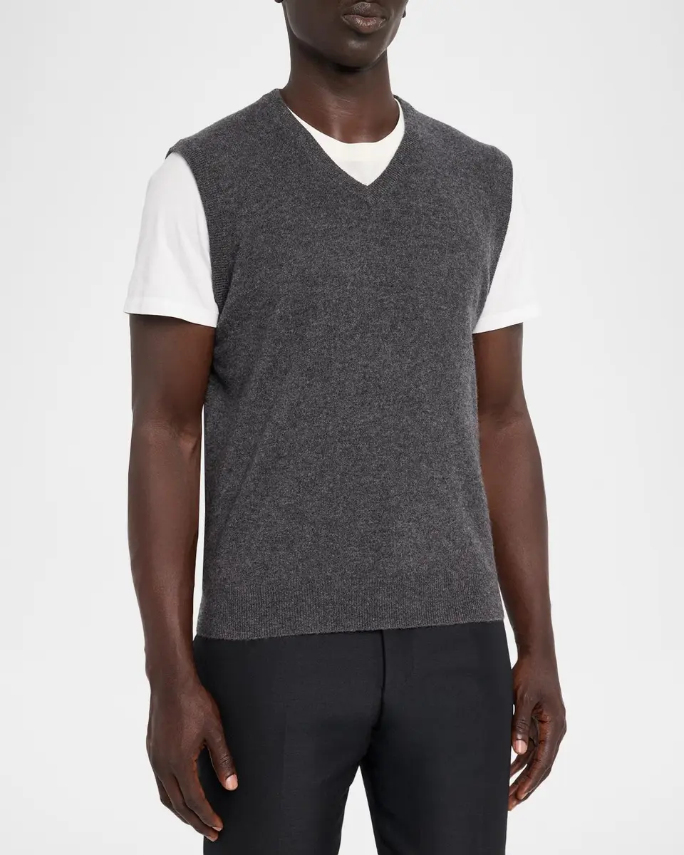 Neiman Marcus Cashmere Collection Men's Cashmere Jersey Knit Vest | Thumbnail 4 Neiman Marcus Cashmere Collection Men's Cashmere Jersey Knit Vest | Thumbnail 4