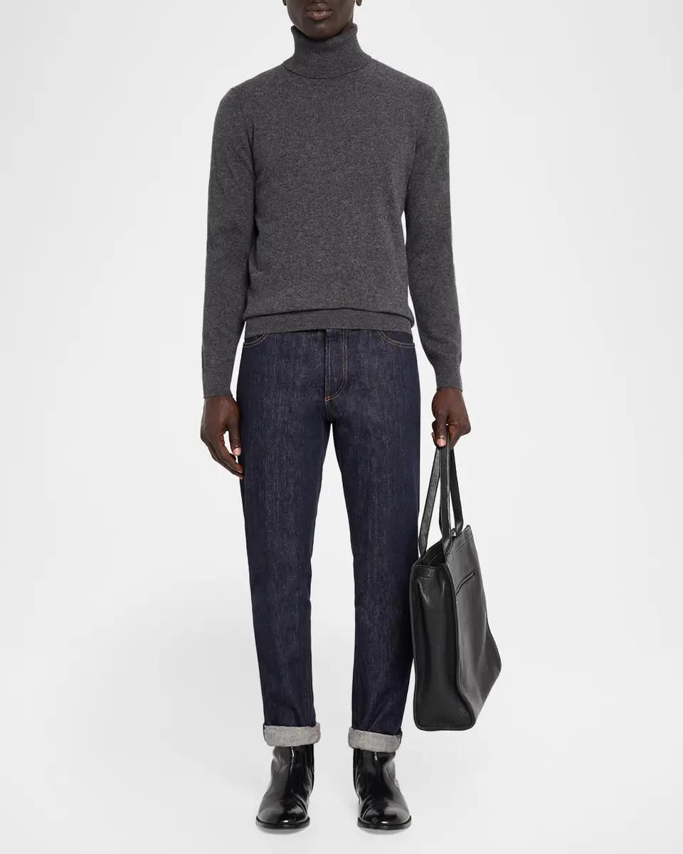 Neiman Marcus Cashmere Collection Men's Cashmere Melange Turtleneck Sweater | Thumbnail 2 Neiman Marcus Cashmere Collection Men's Cashmere Melange Turtleneck Sweater | Thumbnail 2