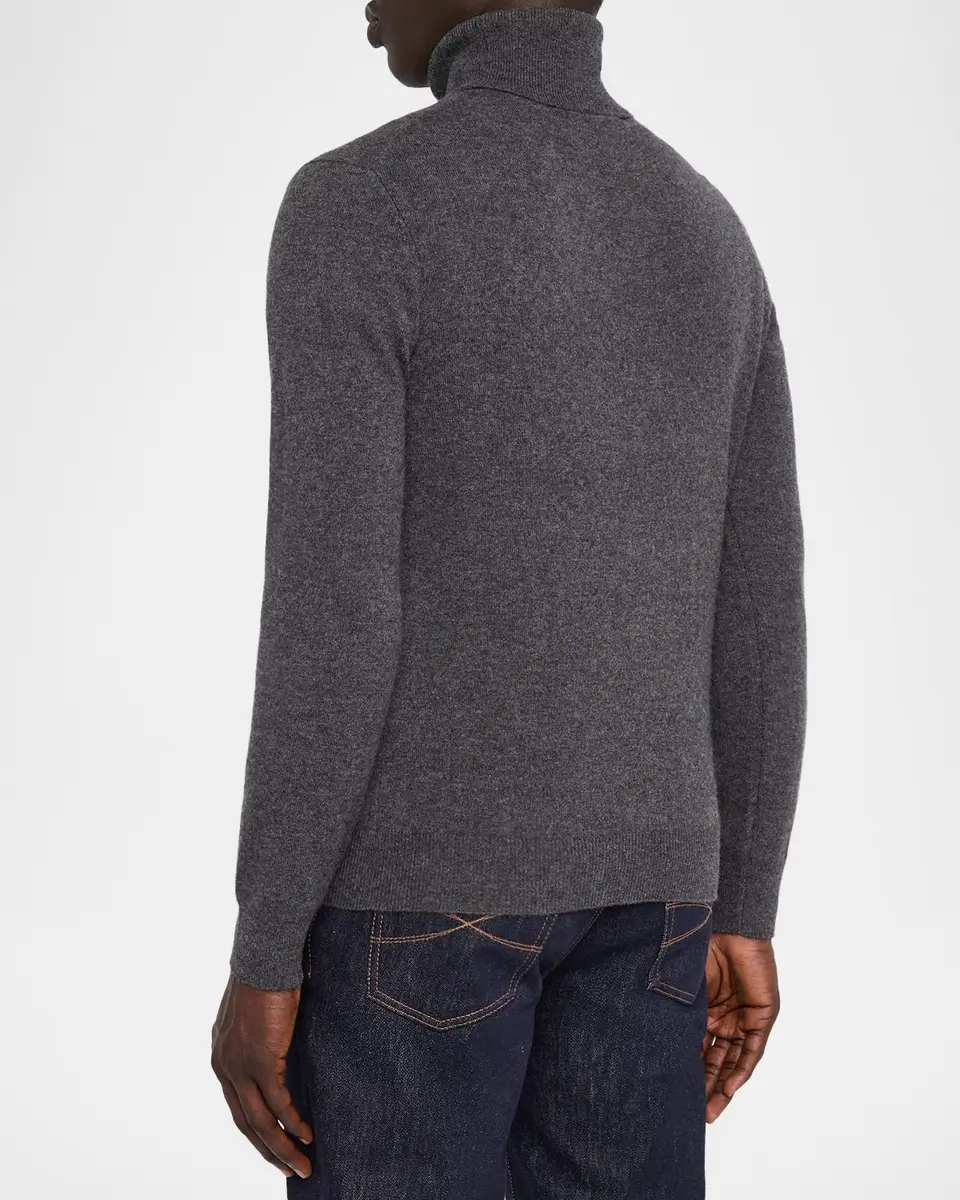 Neiman Marcus Cashmere Collection Men's Cashmere Melange Turtleneck Sweater | Thumbnail 3 Neiman Marcus Cashmere Collection Men's Cashmere Melange Turtleneck Sweater | Thumbnail 3
