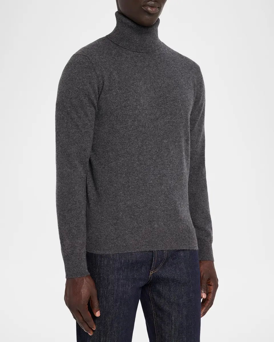 Neiman Marcus Cashmere Collection Men's Cashmere Melange Turtleneck Sweater | Thumbnail 4 Neiman Marcus Cashmere Collection Men's Cashmere Melange Turtleneck Sweater | Thumbnail 4