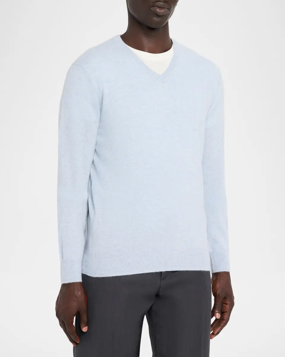 Neiman Marcus Cashmere Collection Men's Cashmere V-Neck Sweater | Thumbnail 4