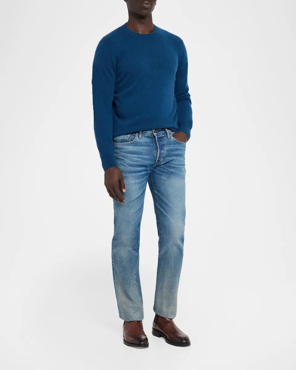 Neiman Marcus Cashmere Collection Men's Cashmere Crewneck Sweater | Thumbnail 2 Neiman Marcus Cashmere Collection Men's Cashmere Crewneck Sweater | Thumbnail 2