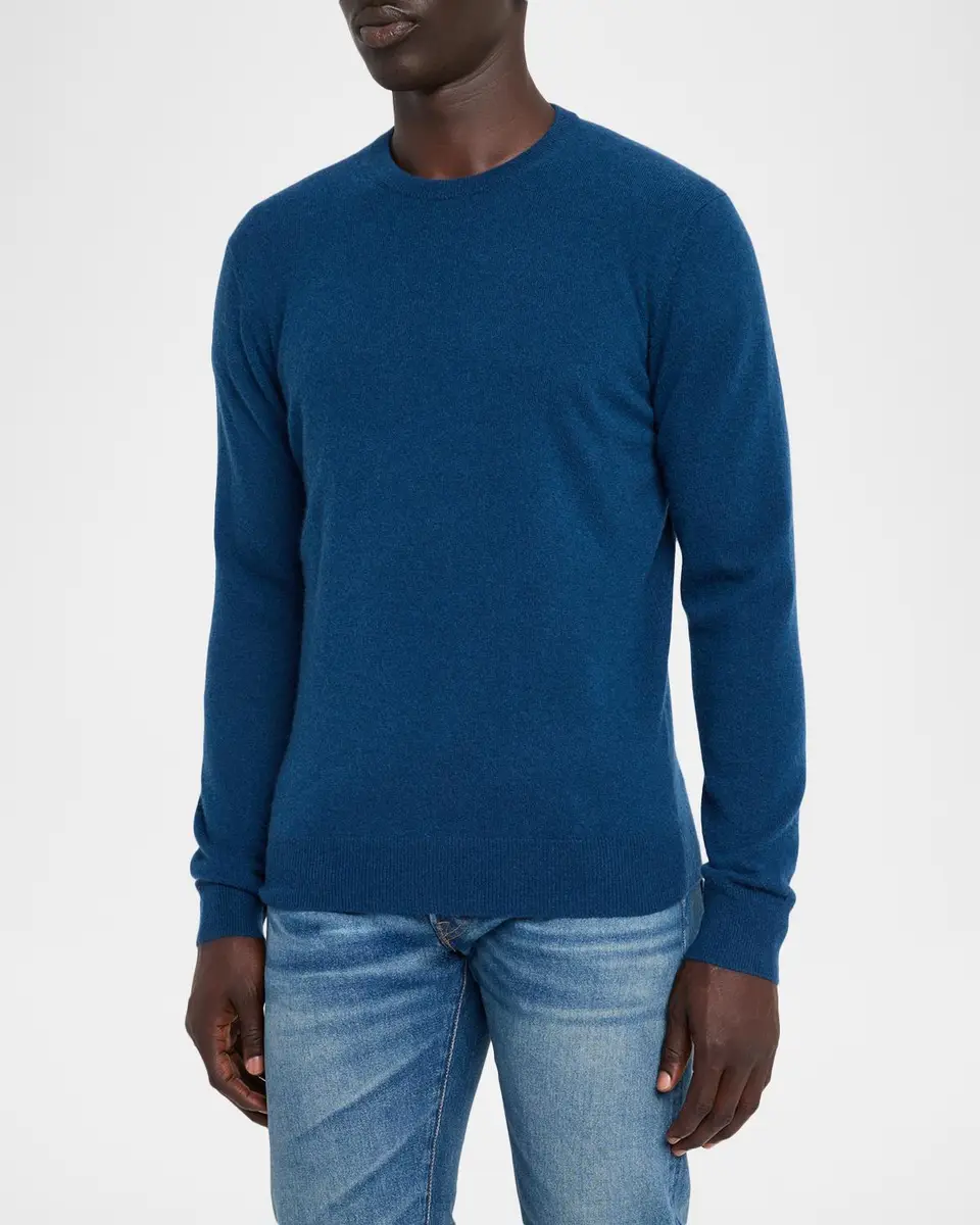 Neiman Marcus Cashmere Collection Men's Cashmere Crewneck Sweater | Thumbnail 4 Neiman Marcus Cashmere Collection Men's Cashmere Crewneck Sweater | Thumbnail 4
