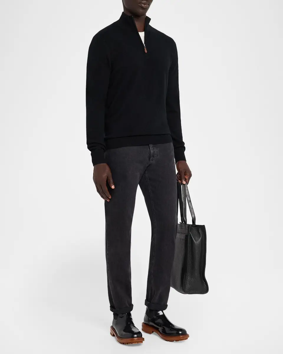 Neiman Marcus Cashmere Collection Men's Cashmere Quarter-Zip Sweater | Thumbnail 2 Neiman Marcus Cashmere Collection Men's Cashmere Quarter-Zip Sweater | Thumbnail 2