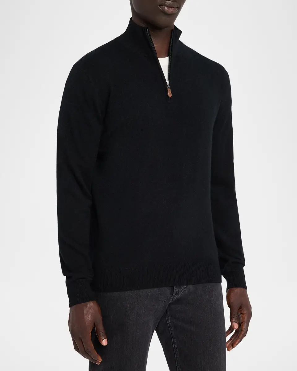 Neiman Marcus Cashmere Collection Men's Cashmere Quarter-Zip Sweater | Thumbnail 4 Neiman Marcus Cashmere Collection Men's Cashmere Quarter-Zip Sweater | Thumbnail 4