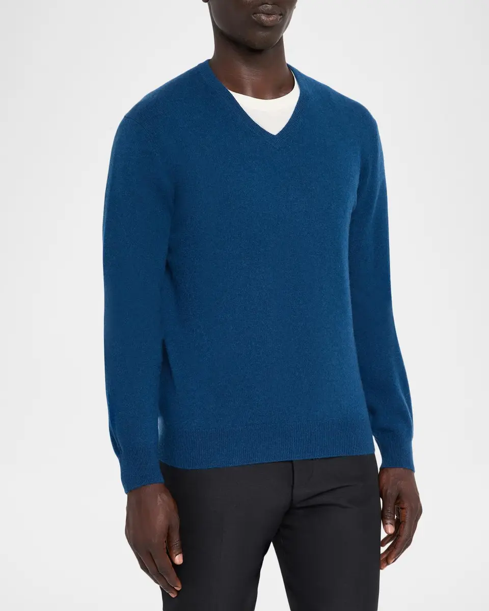 Neiman Marcus Cashmere Collection Men's Cashmere V-Neck Sweater | Thumbnail 4 Neiman Marcus Cashmere Collection Men's Cashmere V-Neck Sweater | Thumbnail 4