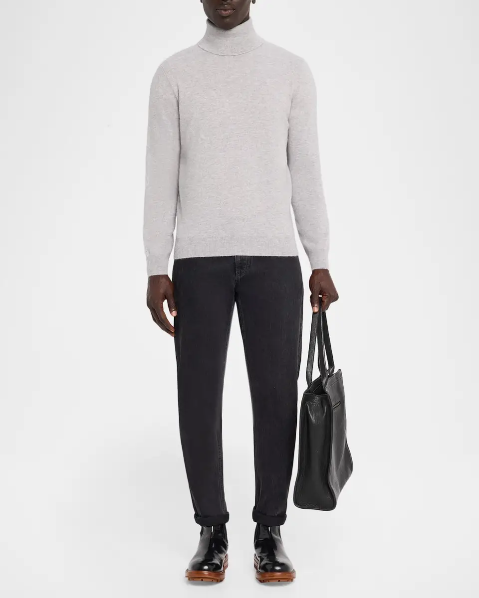 Neiman Marcus Cashmere Collection Men's Cashmere Melange Turtleneck Sweater | Thumbnail 2 Neiman Marcus Cashmere Collection Men's Cashmere Melange Turtleneck Sweater | Thumbnail 2