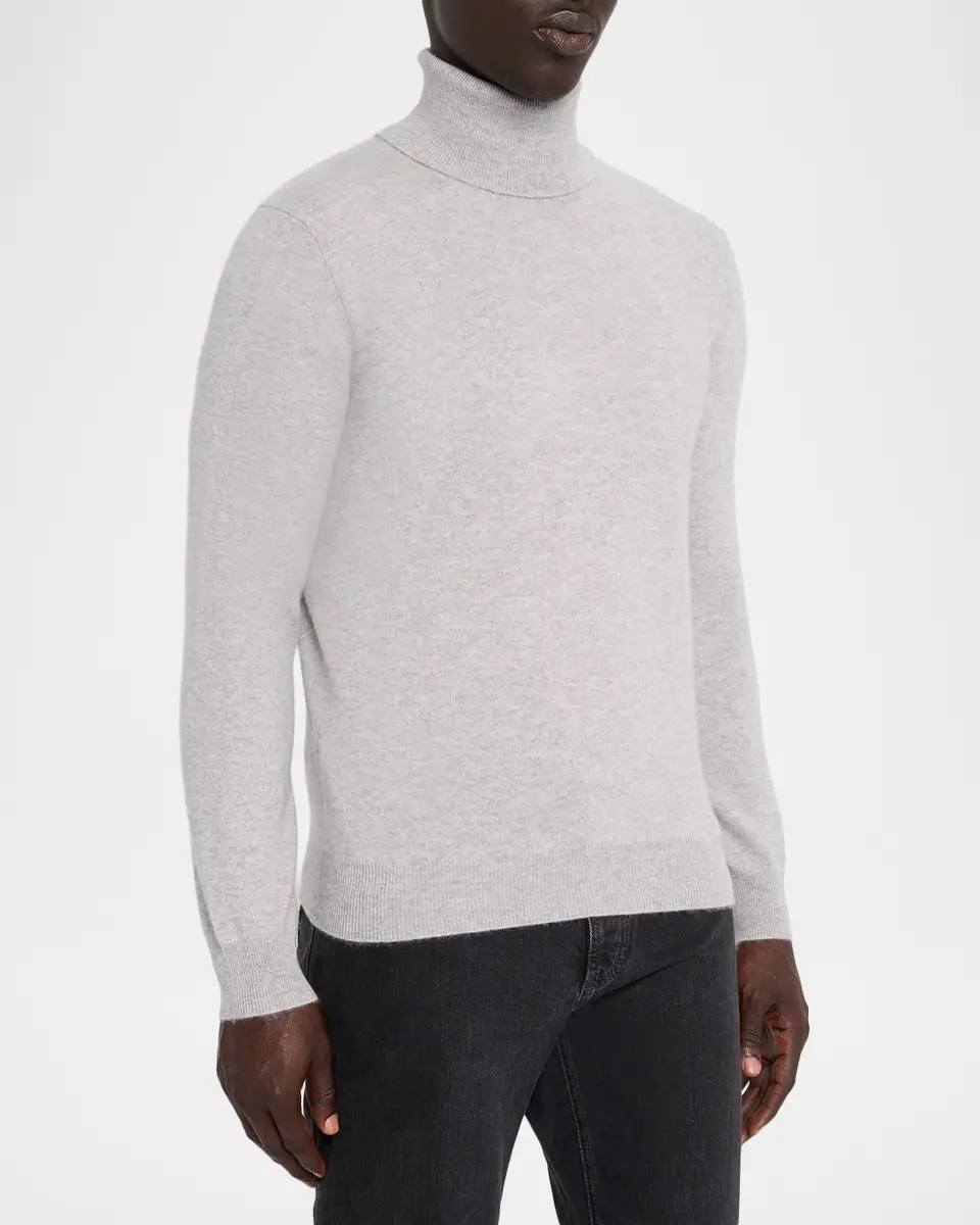 Neiman Marcus Cashmere Collection Men's Cashmere Melange Turtleneck Sweater | Thumbnail 4 Neiman Marcus Cashmere Collection Men's Cashmere Melange Turtleneck Sweater | Thumbnail 4