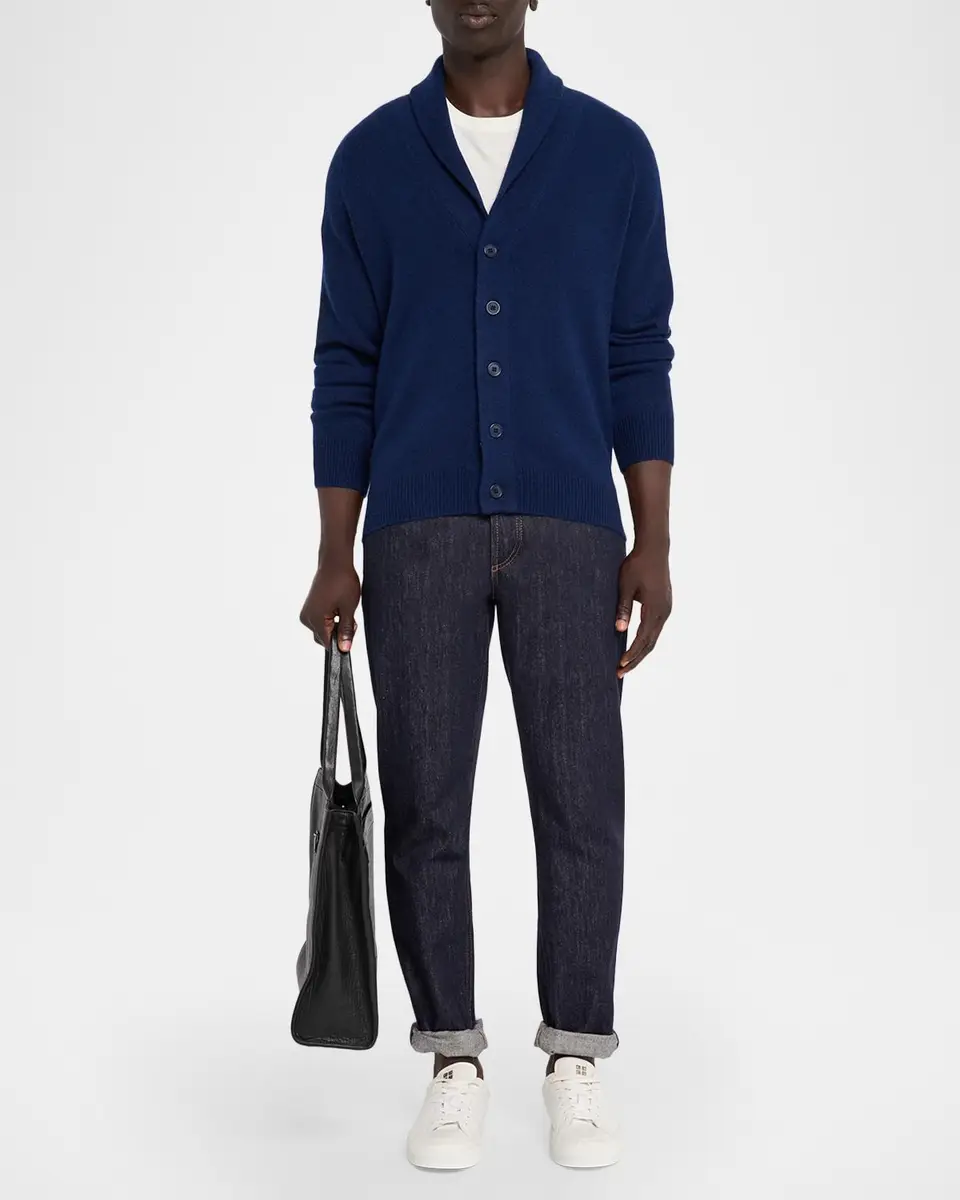 Neiman Marcus Cashmere Collection Men's Cashmere Jersey Knit Shawl-Collar Cardigan | Thumbnail 2 Neiman Marcus Cashmere Collection Men's Cashmere Jersey Knit Shawl-Collar Cardigan | Thumbnail 2