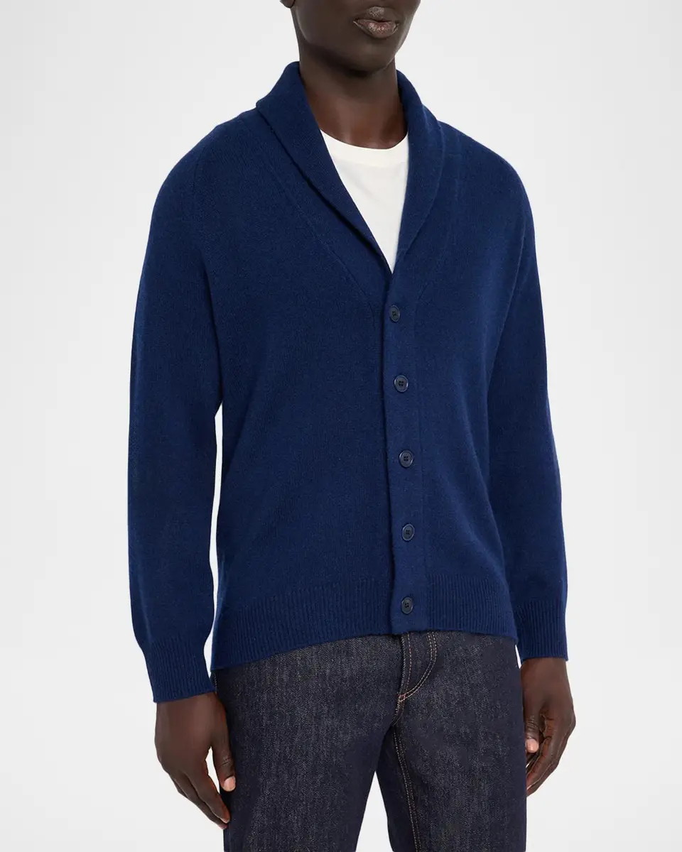 Neiman Marcus Cashmere Collection Men's Cashmere Jersey Knit Shawl-Collar Cardigan | Thumbnail 4 Neiman Marcus Cashmere Collection Men's Cashmere Jersey Knit Shawl-Collar Cardigan | Thumbnail 4