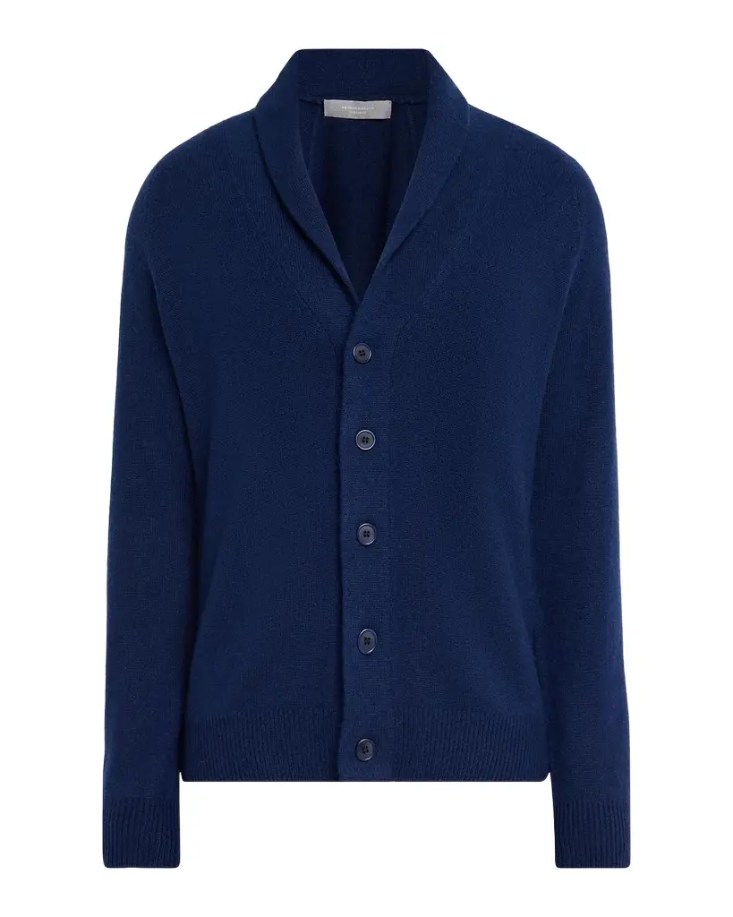 Neiman Marcus Cashmere Collection Men's Cashmere Jersey Knit Shawl-Collar Cardigan