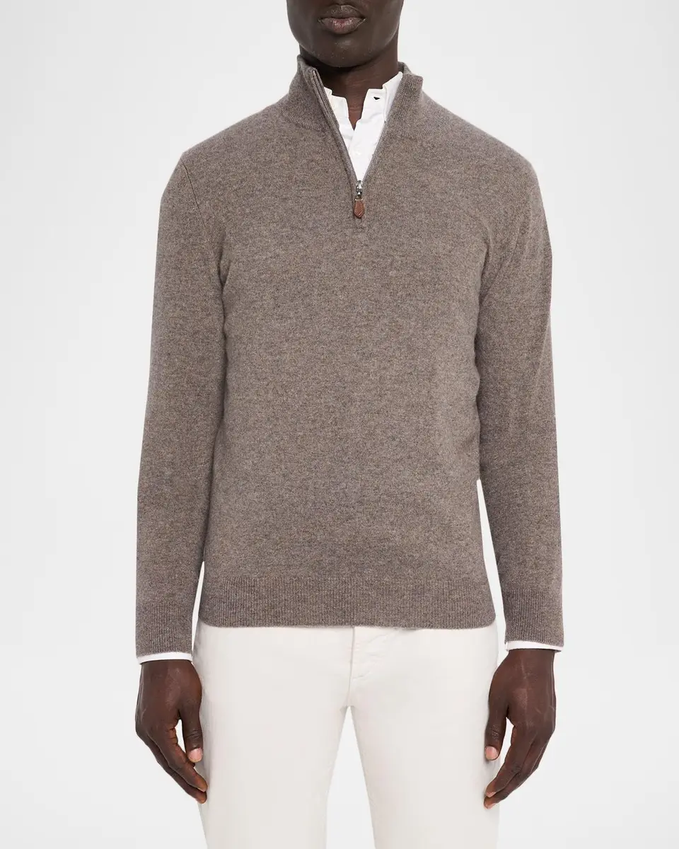 Neiman Marcus Cashmere Collection Men's Cashmere Quarter-Zip Sweater | Thumbnail 4