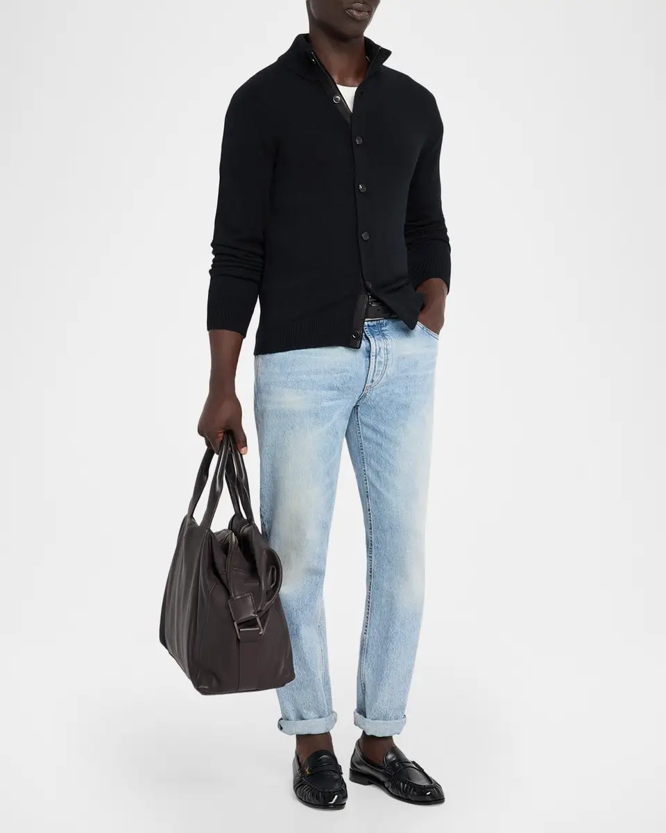 Neiman Marcus Cashmere Collection Men's Cashmere Rib Concealed-Zip Cardigan | Thumbnail 2 Neiman Marcus Cashmere Collection Men's Cashmere Rib Concealed-Zip Cardigan | Thumbnail 2