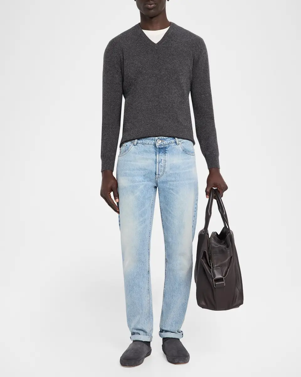Neiman Marcus Cashmere Collection Men's Cashmere V-Neck Sweater | Thumbnail 2 Neiman Marcus Cashmere Collection Men's Cashmere V-Neck Sweater | Thumbnail 2