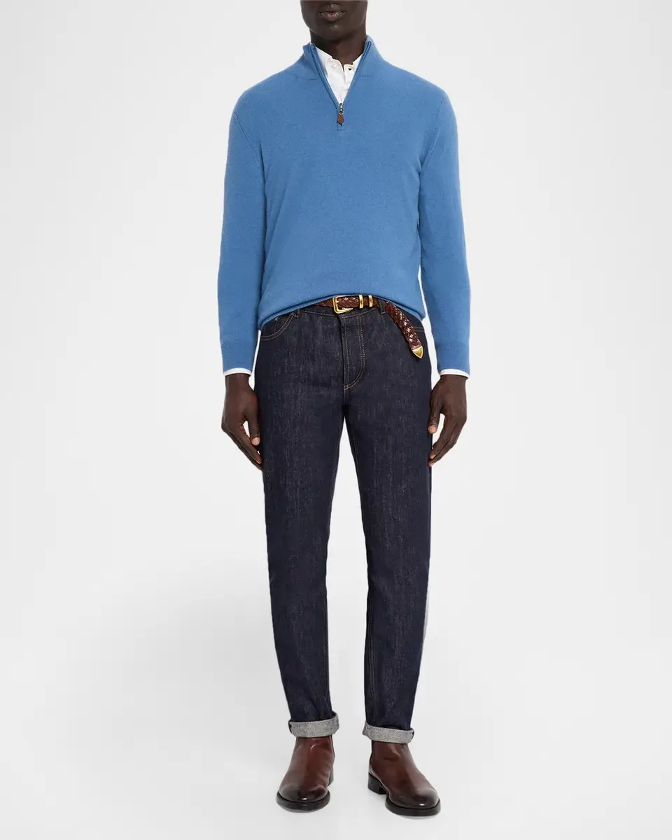 Neiman Marcus Cashmere Collection Men's Cashmere Quarter-Zip Sweater | Thumbnail 2 Neiman Marcus Cashmere Collection Men's Cashmere Quarter-Zip Sweater | Thumbnail 2