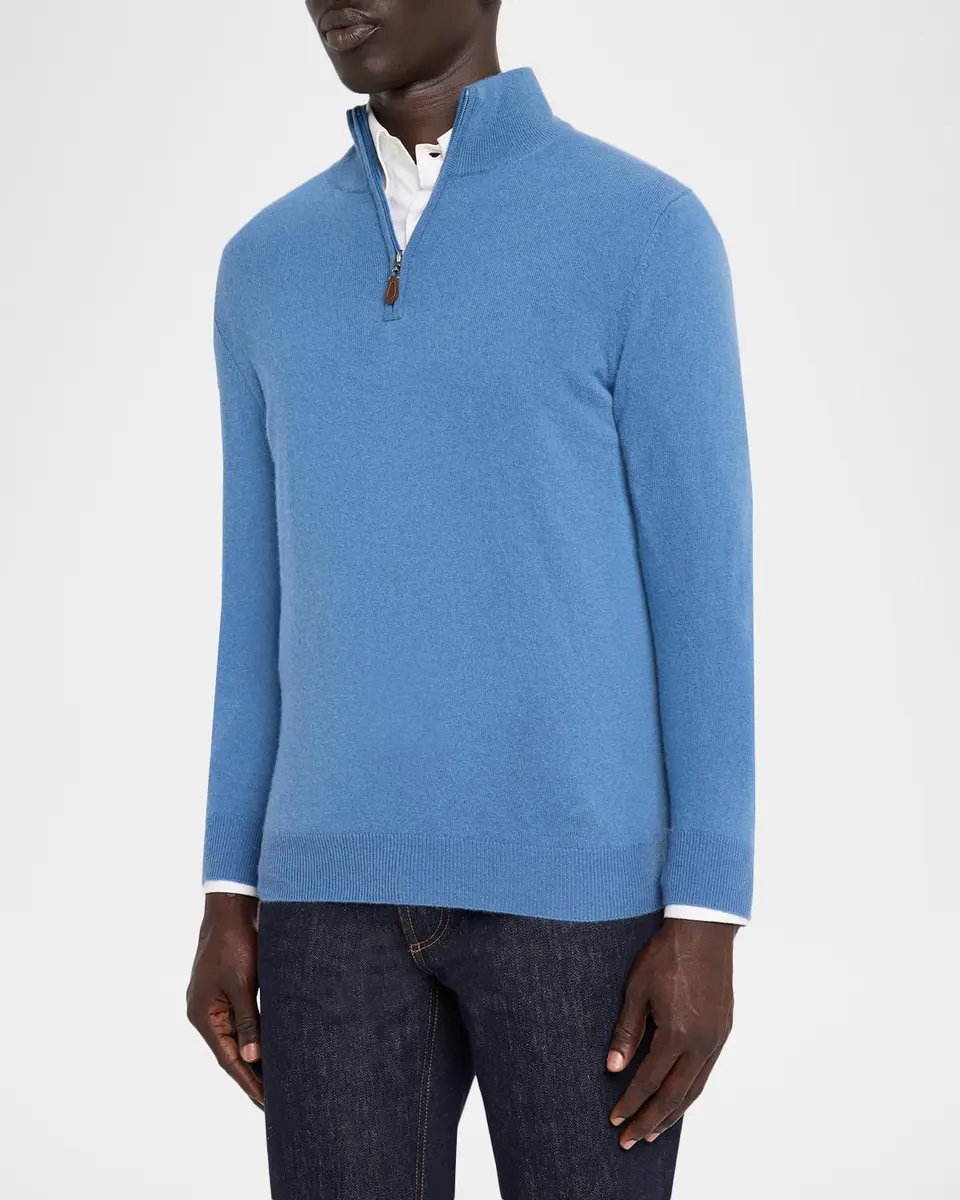 Neiman Marcus Cashmere Collection Men's Cashmere Quarter-Zip Sweater | Thumbnail 4 Neiman Marcus Cashmere Collection Men's Cashmere Quarter-Zip Sweater | Thumbnail 4
