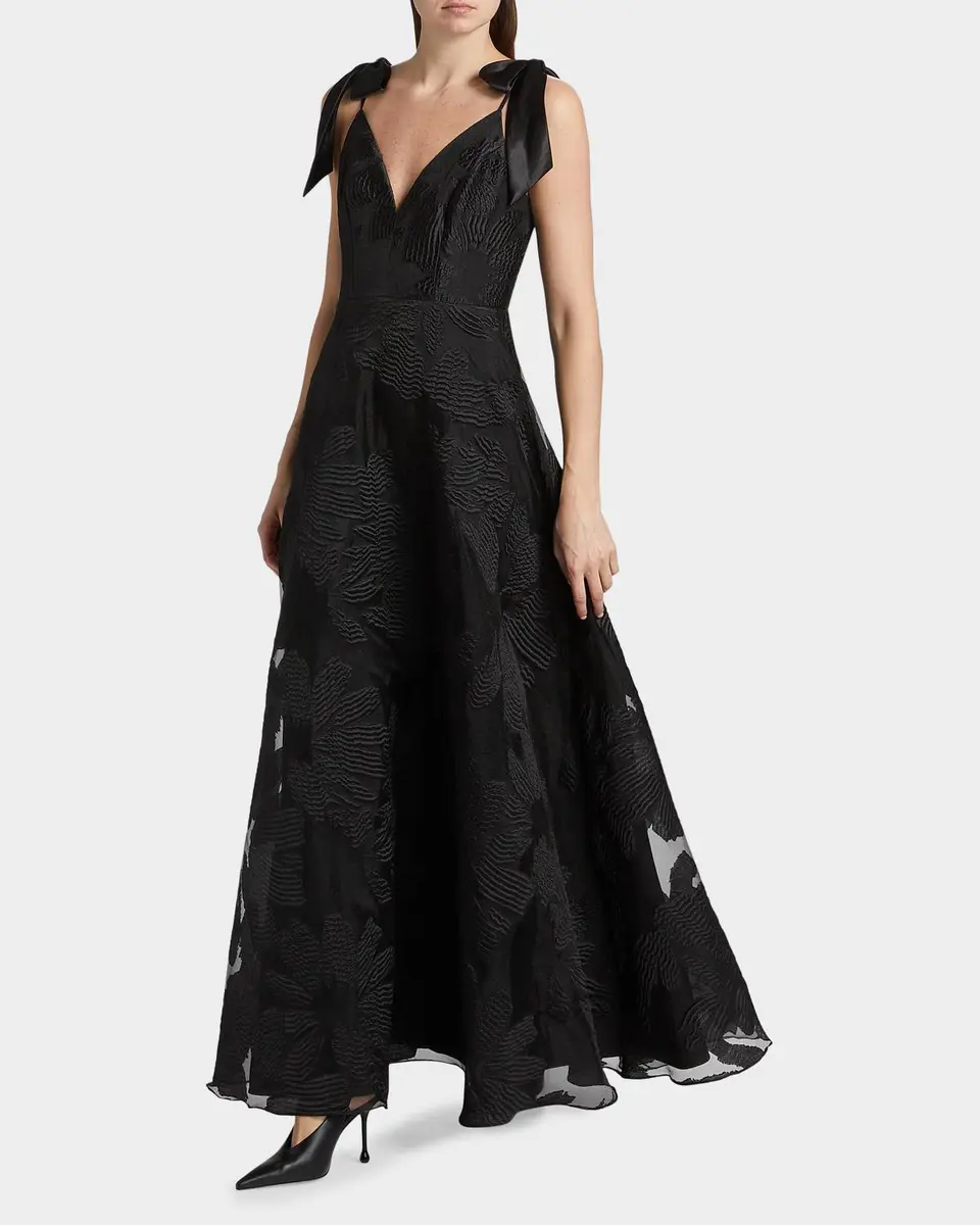 As It May Bow-Embellished Floral Jacquard Gown | Thumbnail 2 As It May Bow-Embellished Floral Jacquard Gown | Thumbnail 2