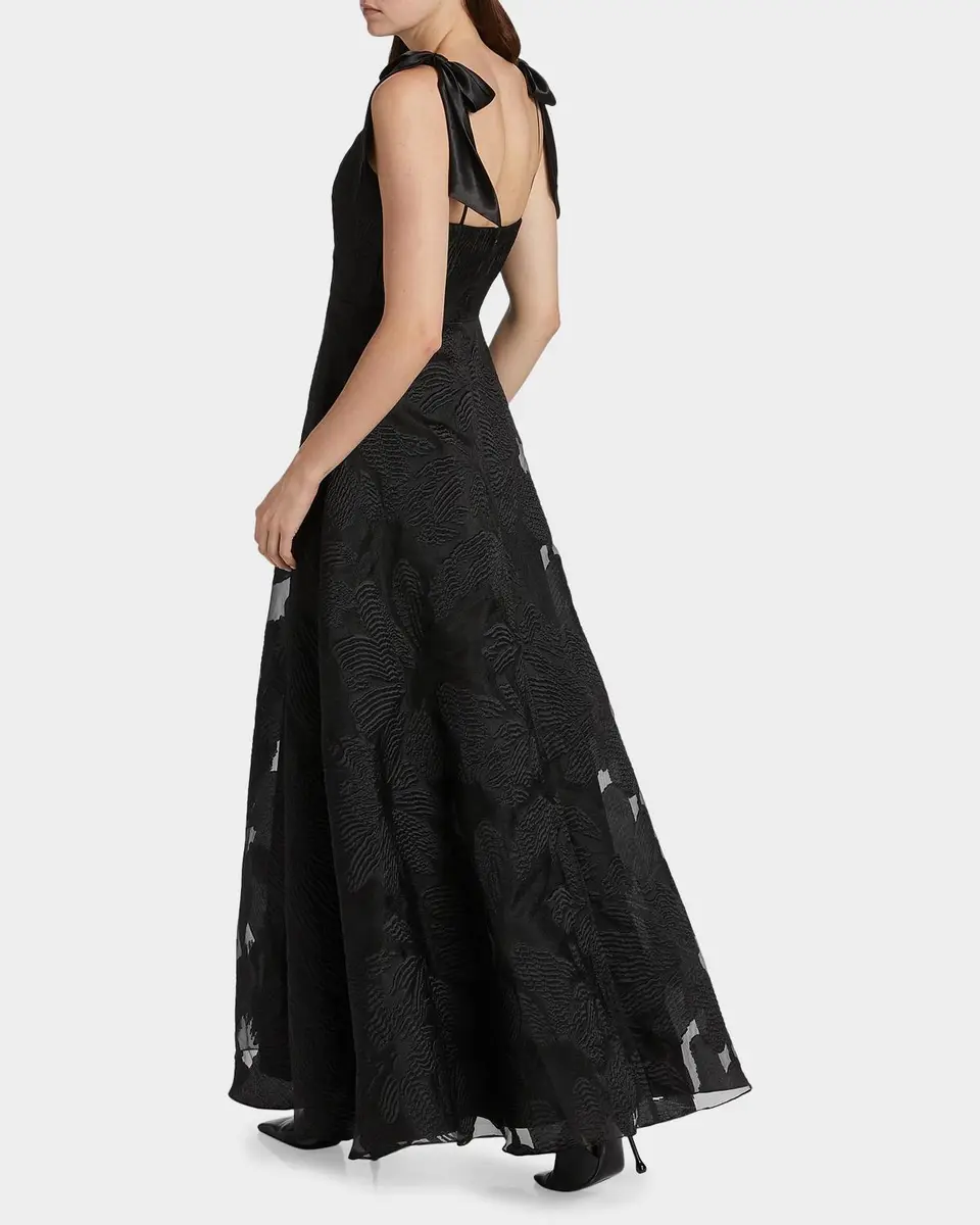 As It May Bow-Embellished Floral Jacquard Gown | Thumbnail 3 As It May Bow-Embellished Floral Jacquard Gown | Thumbnail 3