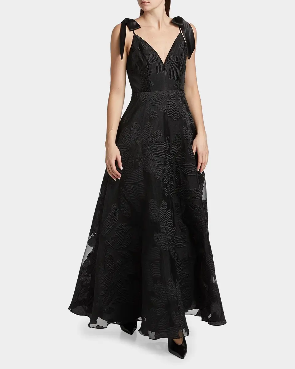 As It May Bow-Embellished Floral Jacquard Gown | Thumbnail 4 As It May Bow-Embellished Floral Jacquard Gown | Thumbnail 4