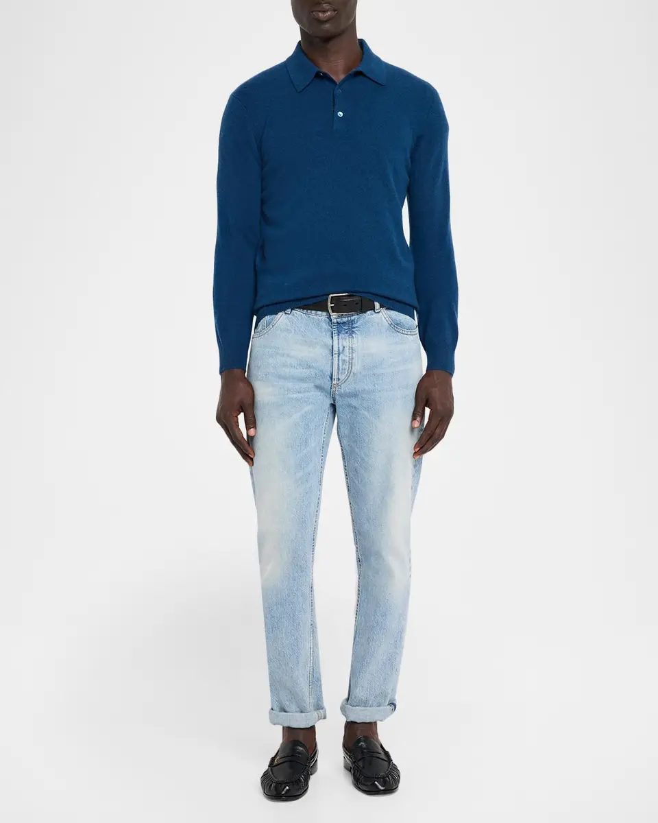 Neiman Marcus Cashmere Collection Men's Cashmere Melange Polo Sweater | Thumbnail 2 Neiman Marcus Cashmere Collection Men's Cashmere Melange Polo Sweater | Thumbnail 2