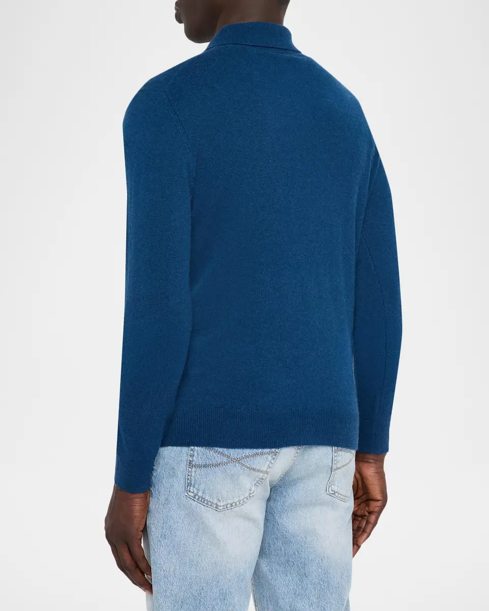 Neiman Marcus Cashmere Collection Men's Cashmere Melange Polo Sweater | Thumbnail 3 Neiman Marcus Cashmere Collection Men's Cashmere Melange Polo Sweater | Thumbnail 3