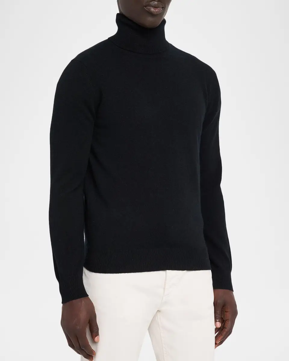 Neiman Marcus Cashmere Collection Men's Cashmere Melange Turtleneck Sweater | Thumbnail 4 Neiman Marcus Cashmere Collection Men's Cashmere Melange Turtleneck Sweater | Thumbnail 4