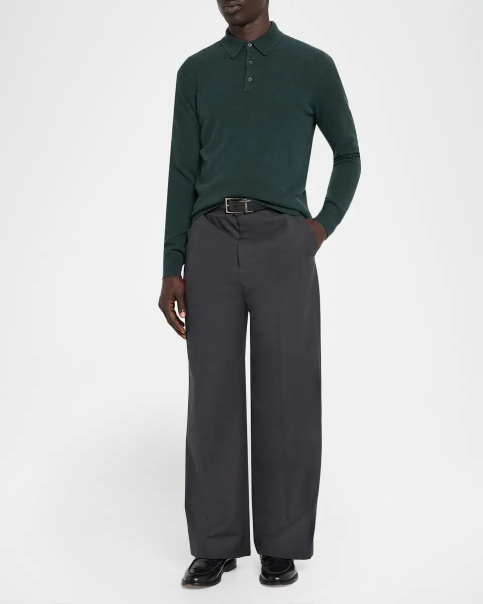 Neiman Marcus Cashmere Collection Men's Cashmere Melange Polo Sweater | Thumbnail 2 Neiman Marcus Cashmere Collection Men's Cashmere Melange Polo Sweater | Thumbnail 2