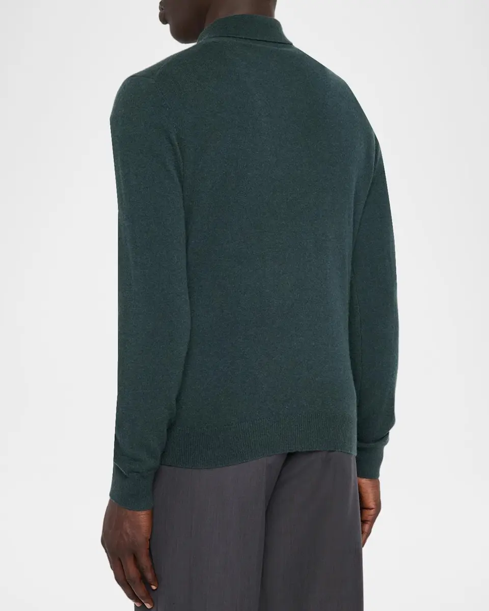 Neiman Marcus Cashmere Collection Men's Cashmere Melange Polo Sweater | Thumbnail 3 Neiman Marcus Cashmere Collection Men's Cashmere Melange Polo Sweater | Thumbnail 3
