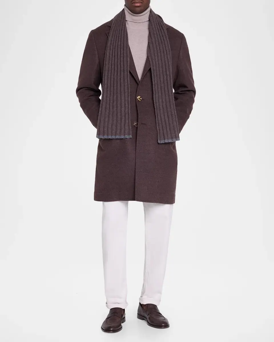 Brunello Cucinelli Men's Cashmere Ribbed Scarf | Thumbnail 2 Brunello Cucinelli Men's Cashmere Ribbed Scarf | Thumbnail 2