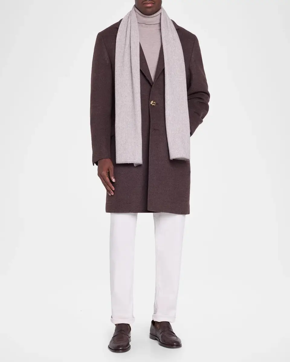 Brunello Cucinelli Men's Vanise Cashmere Ribbed Scarf | Thumbnail 2 Brunello Cucinelli Men's Vanise Cashmere Ribbed Scarf | Thumbnail 2