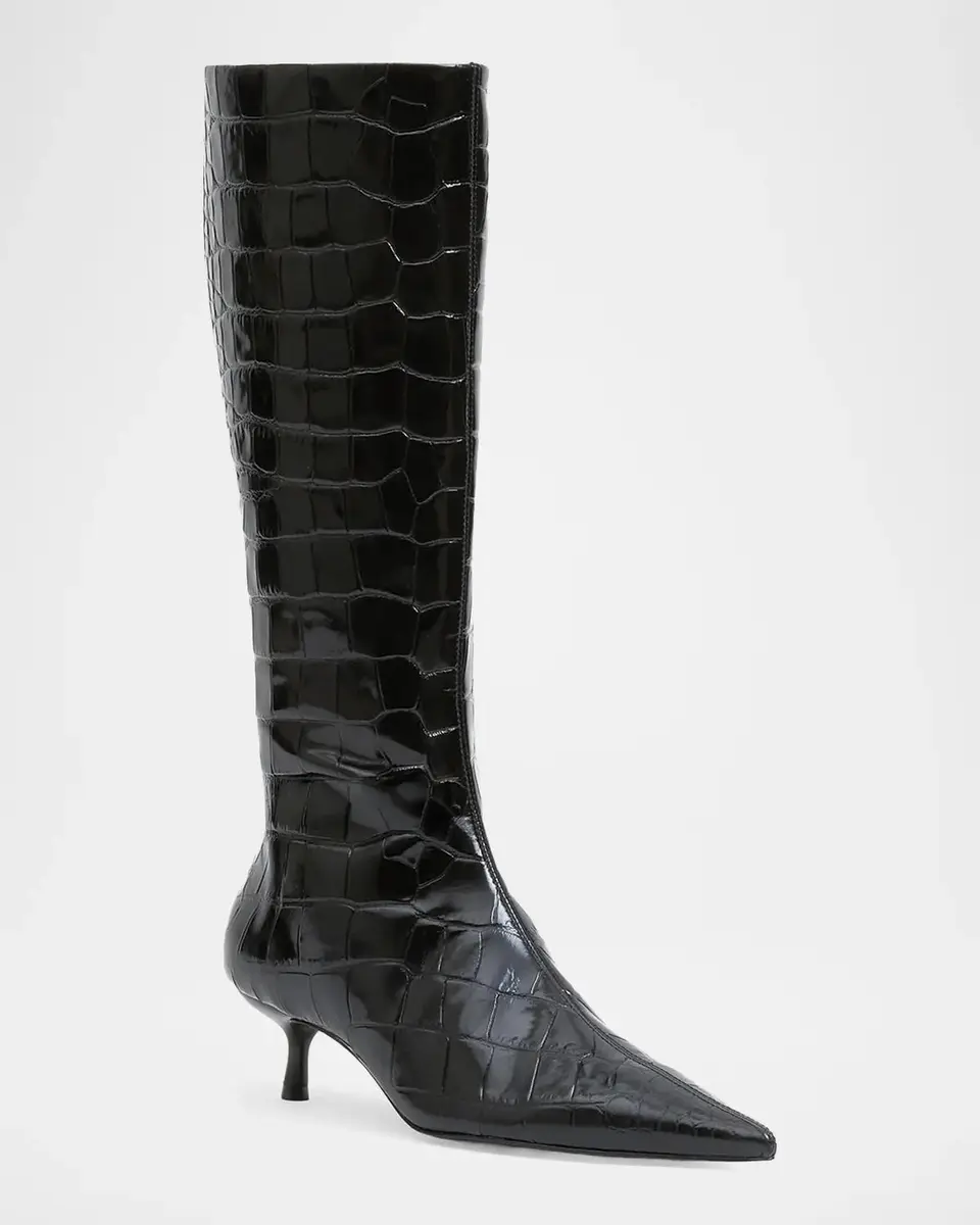 Simkhai Janine Croc-Embossed Leather Knee-High Boots | Thumbnail 2 Simkhai Janine Croc-Embossed Leather Knee-High Boots | Thumbnail 2