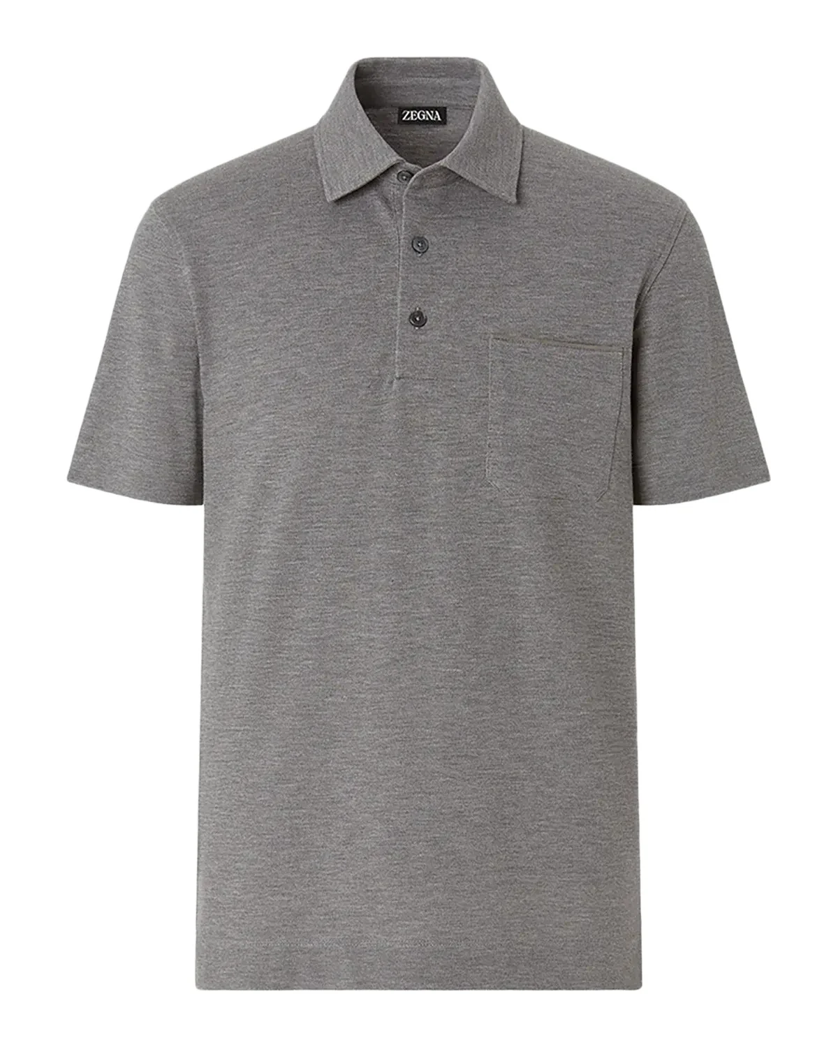 Men's Cotton Polo Shirt with Leather-Trim Pocket