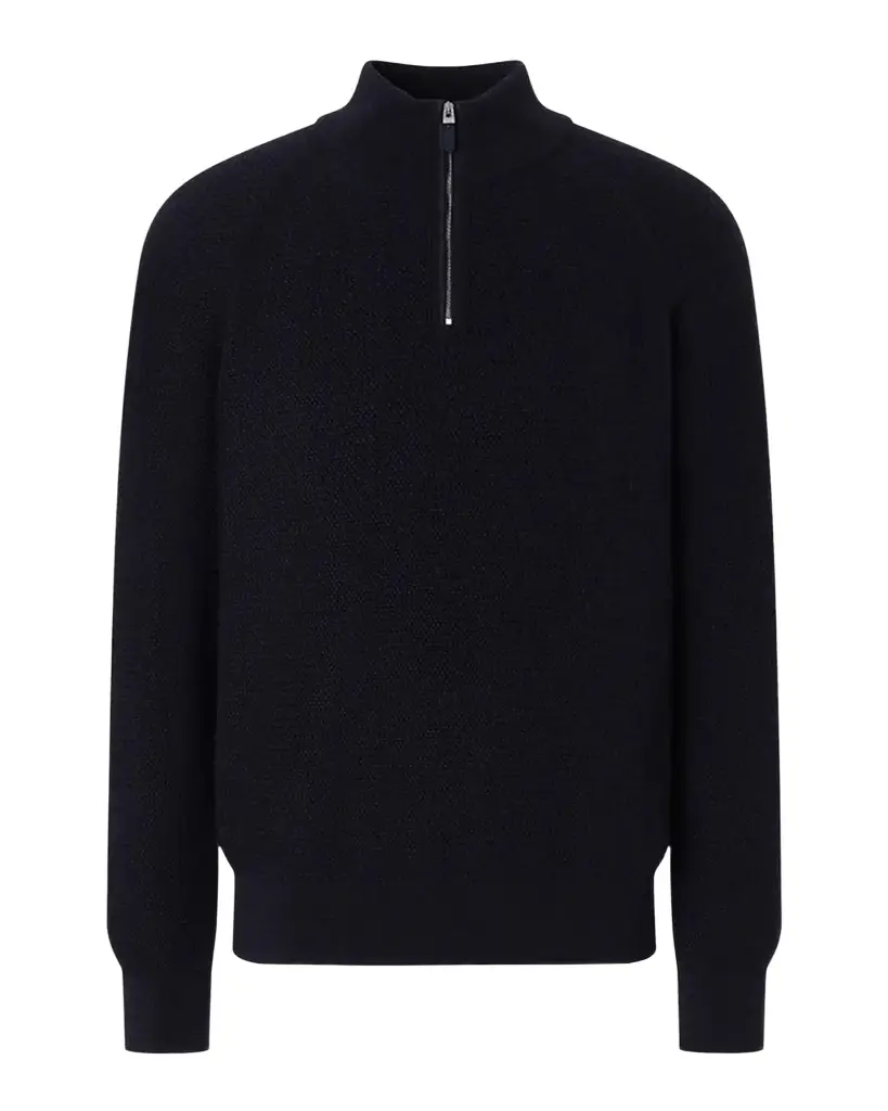 Zegna Men's Cashmere Texture-Knit Quarter-Zip Sweater