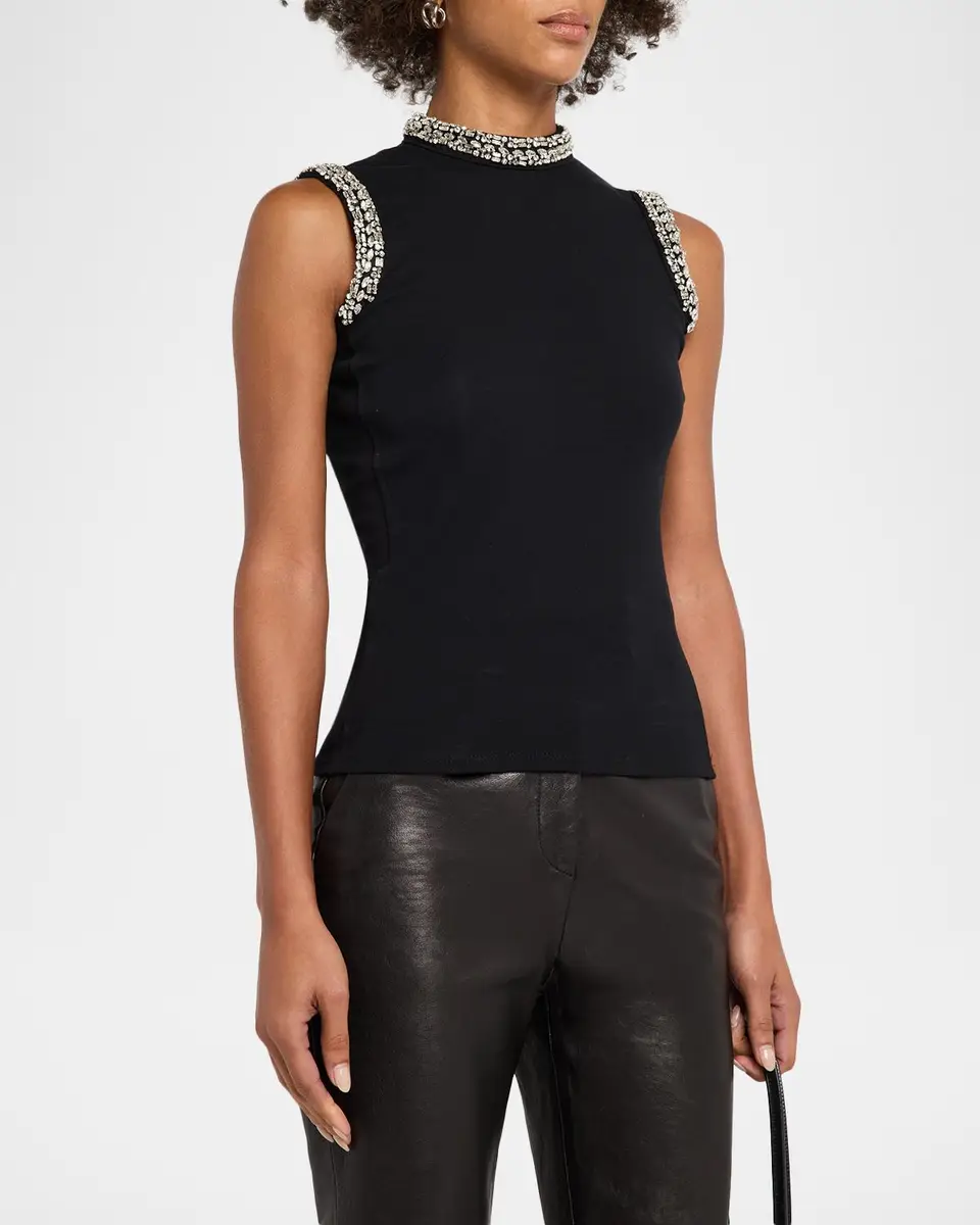 Generation Love Lavinia Crystal-Embellished Mock-Neck Tank Top | Thumbnail 4 Generation Love Lavinia Crystal-Embellished Mock-Neck Tank Top | Thumbnail 4