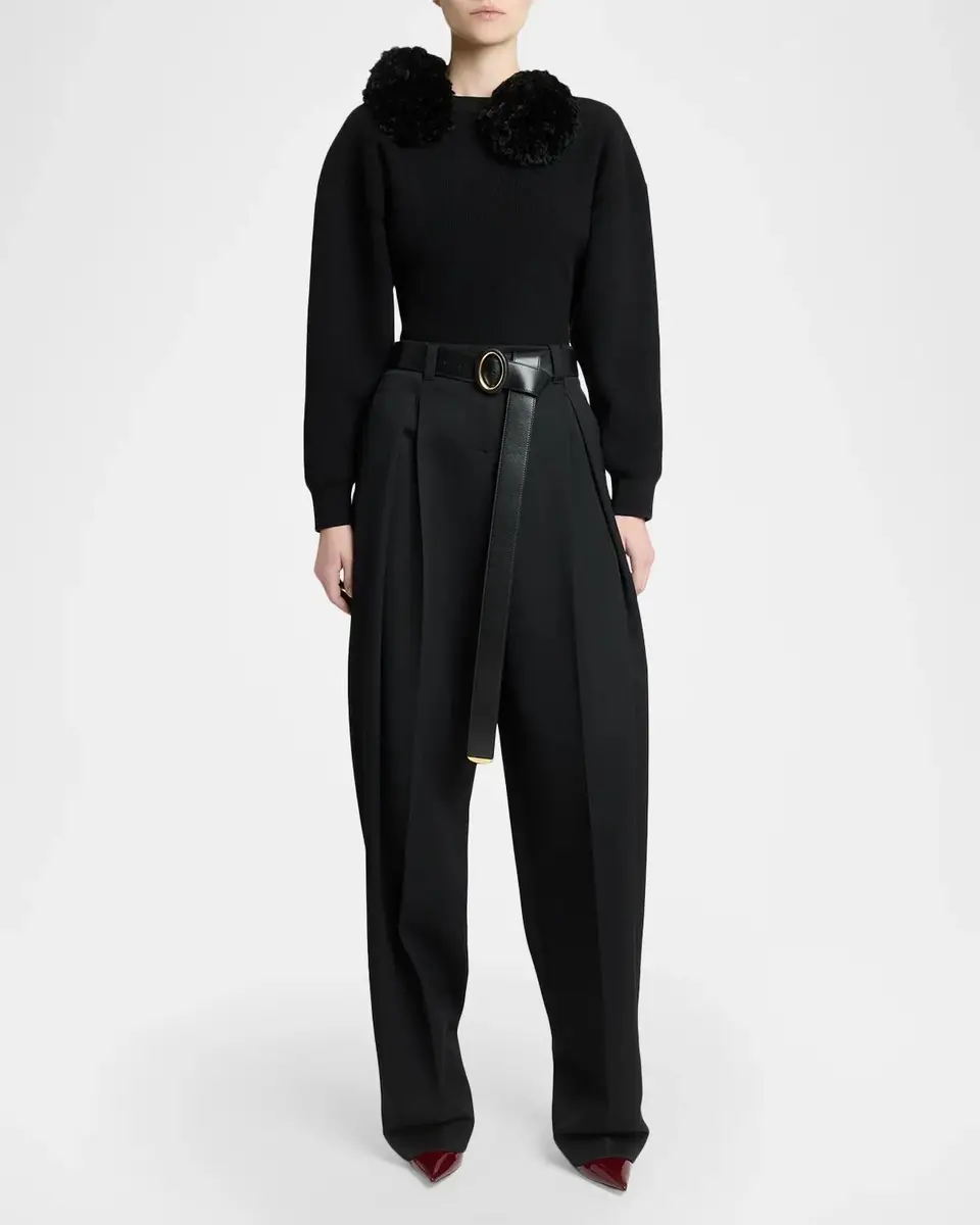 Givenchy Pom Pom Asymmetric Wool Knit Sweater | Thumbnail 2 Givenchy Pom Pom Asymmetric Wool Knit Sweater | Thumbnail 2