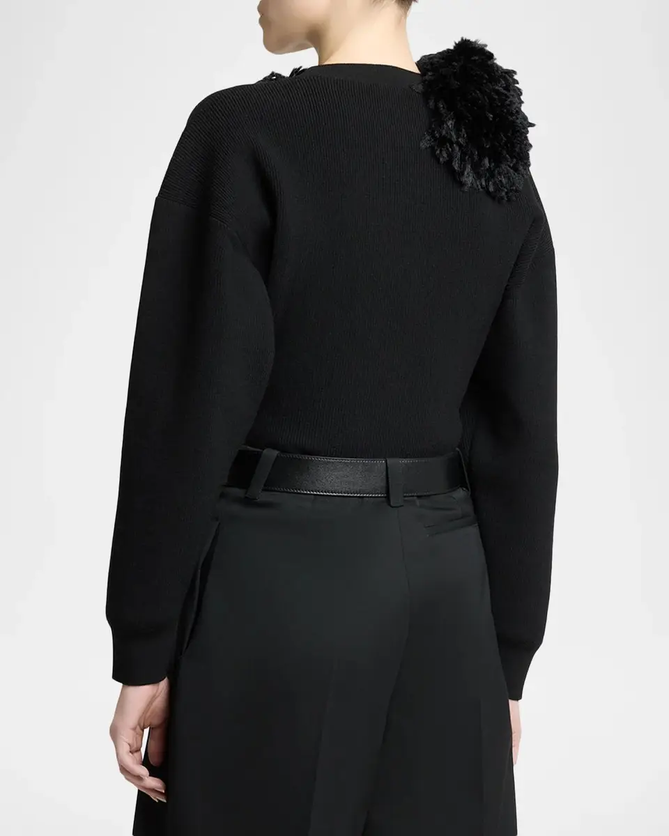 Givenchy Pom Pom Asymmetric Wool Knit Sweater | Thumbnail 3 Givenchy Pom Pom Asymmetric Wool Knit Sweater | Thumbnail 3