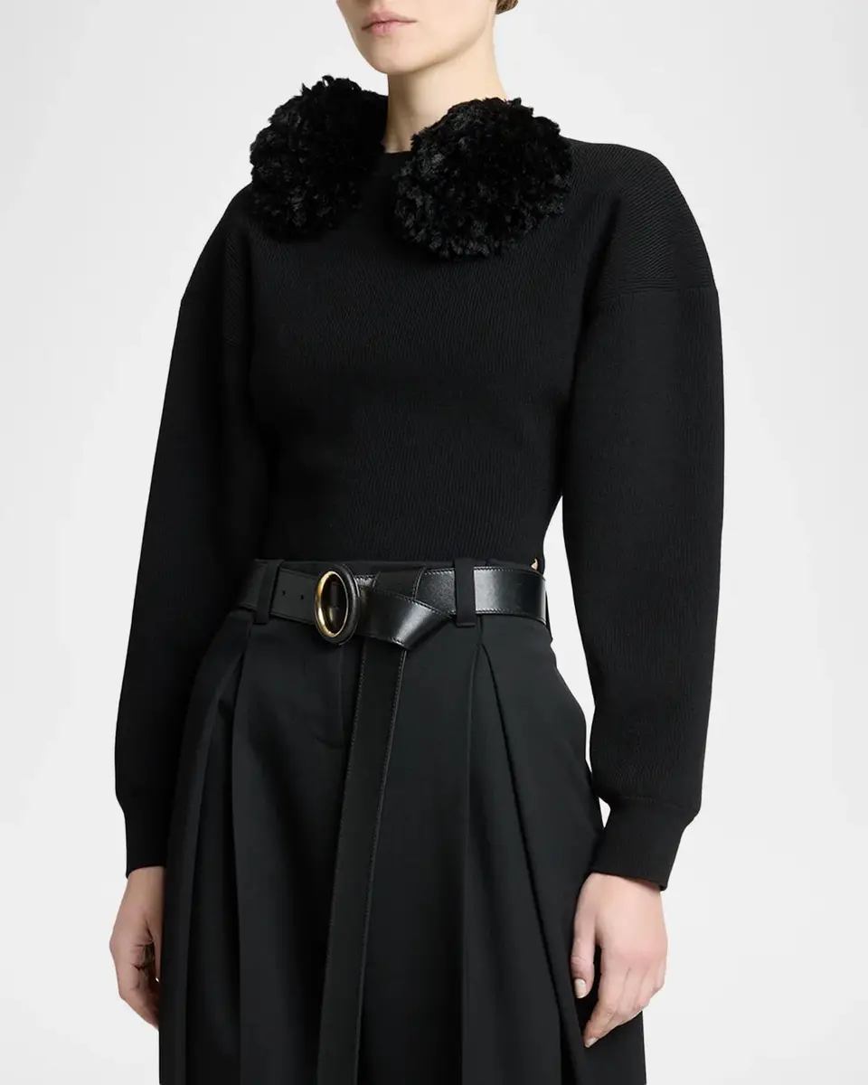 Givenchy Pom Pom Asymmetric Wool Knit Sweater | Thumbnail 4 Givenchy Pom Pom Asymmetric Wool Knit Sweater | Thumbnail 4