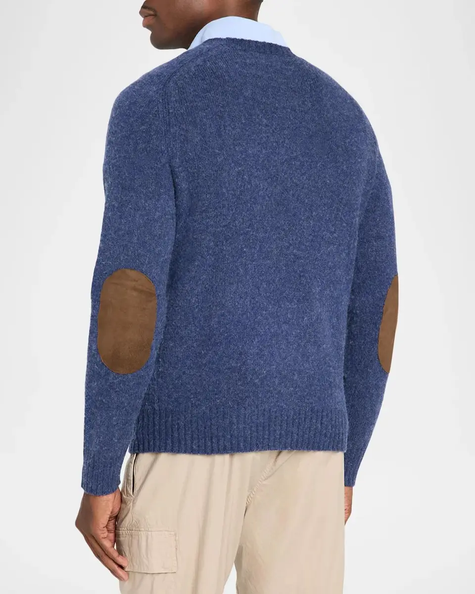 Polo Ralph Lauren Men's Wool and Cashmere Elbow-Patch Crewneck Sweater | Thumbnail 3