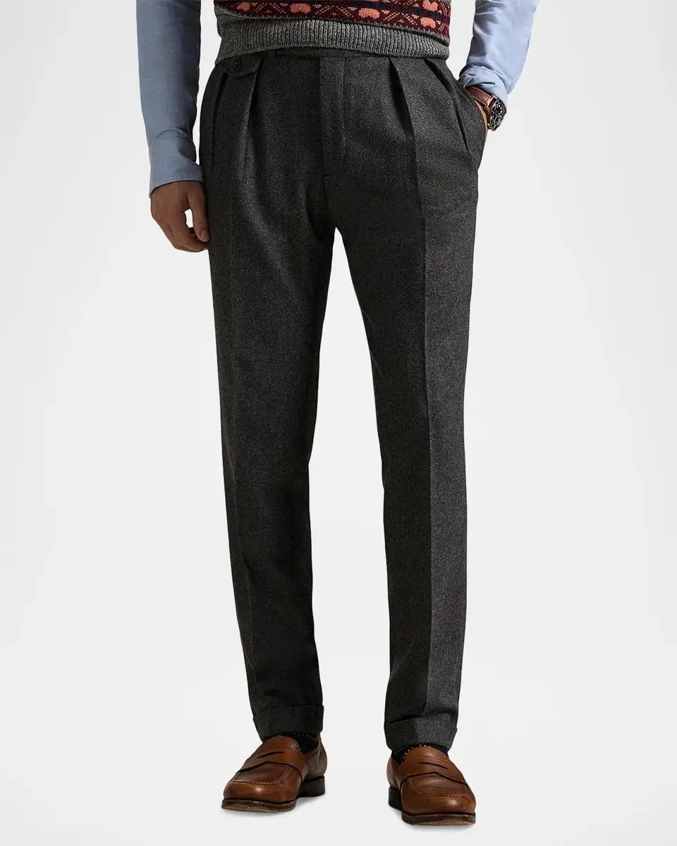 Polo Ralph Lauren Men's Pleated Wool Flannel Trousers | Thumbnail 4 Polo Ralph Lauren Men's Pleated Wool Flannel Trousers | Thumbnail 4