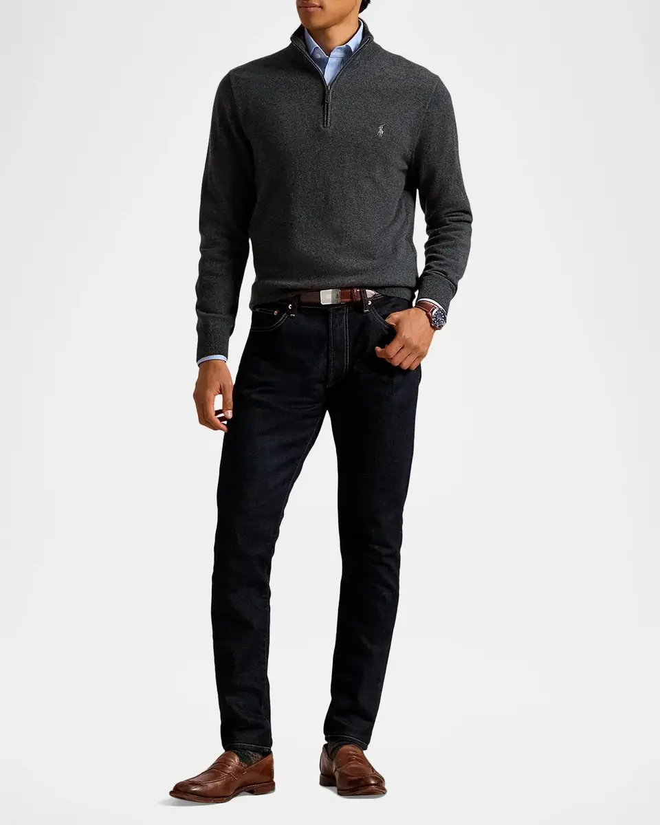 Polo Ralph Lauren Men's Logo Wool Quarter-Zip Sweater | Thumbnail 2 Polo Ralph Lauren Men's Logo Wool Quarter-Zip Sweater | Thumbnail 2
