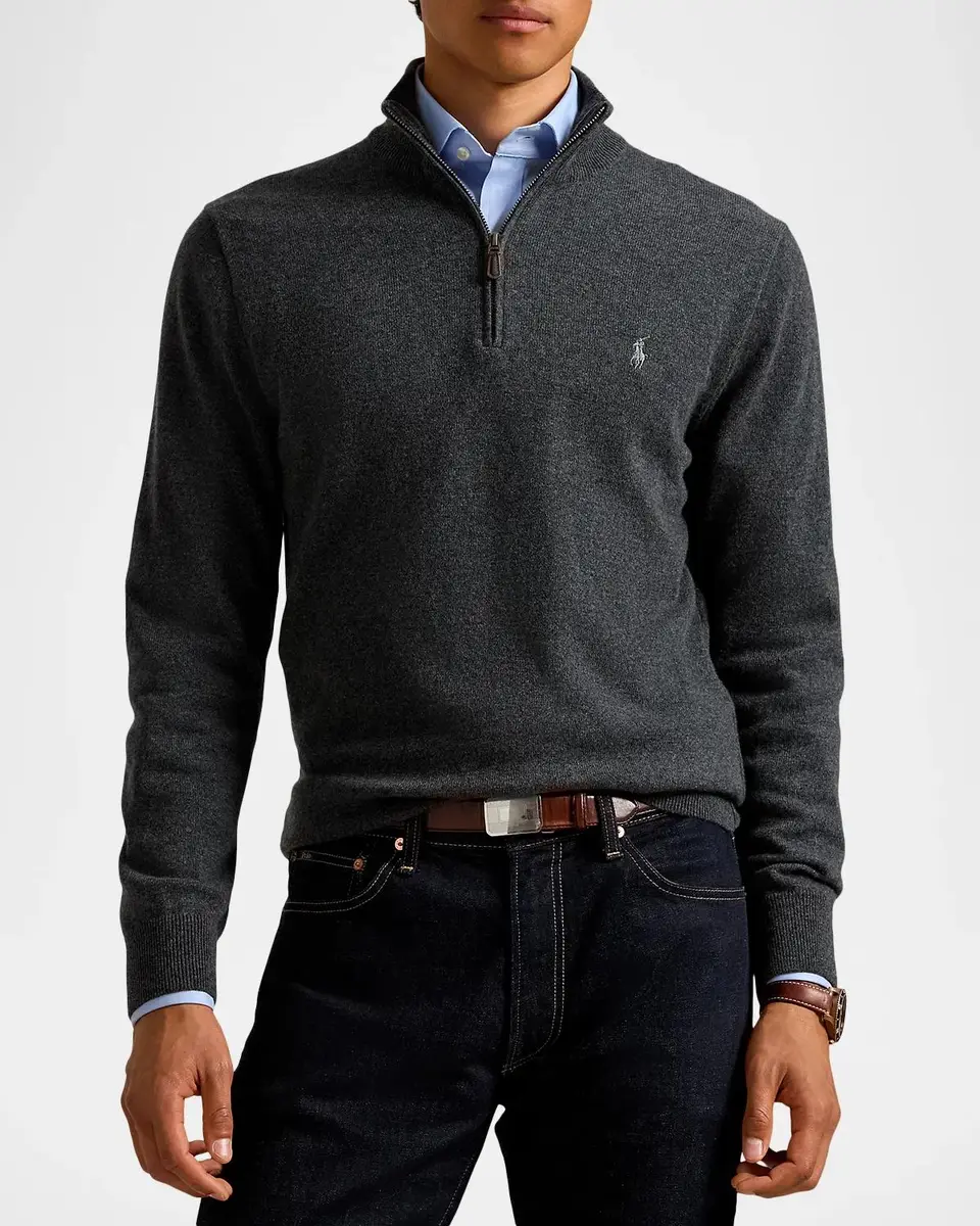 Polo Ralph Lauren Men's Logo Wool Quarter-Zip Sweater | Thumbnail 4 Polo Ralph Lauren Men's Logo Wool Quarter-Zip Sweater | Thumbnail 4